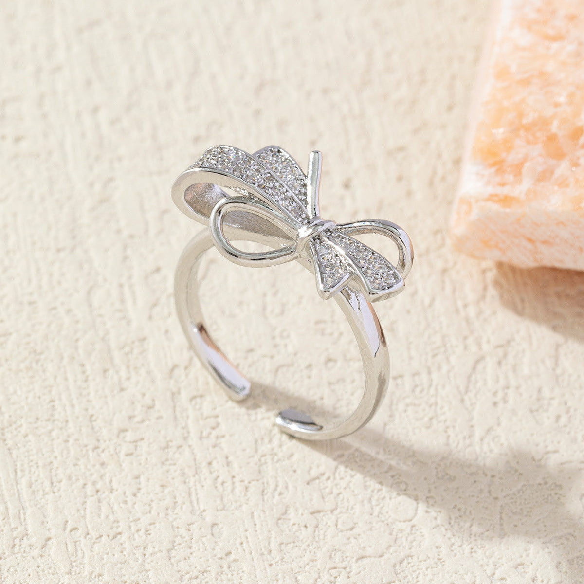 Diamond Bow Copper Plating 18K Gold-plated Ring