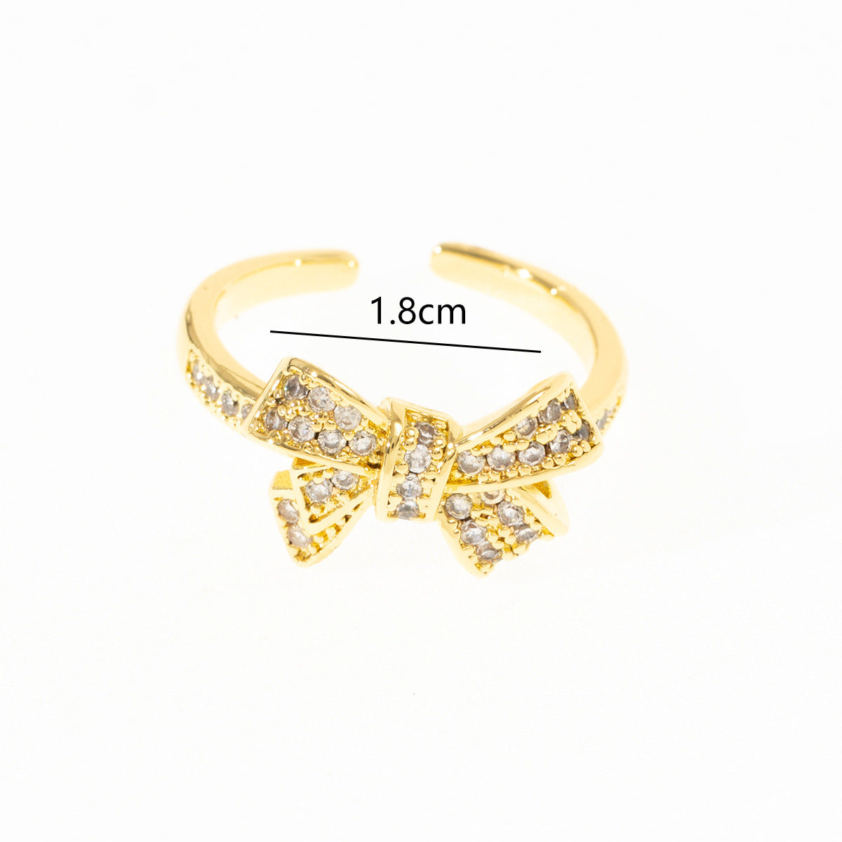 Diamond Bow Copper Plating 18K Gold-plated Ring