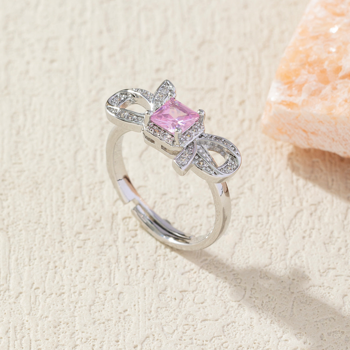 Diamond Bow Copper Plating 18K Gold-plated Ring