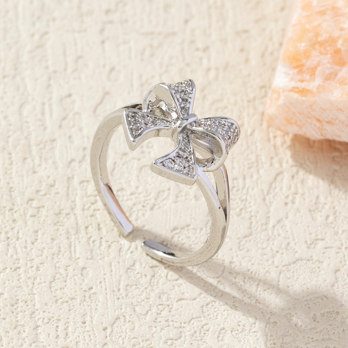 Diamond Bow Copper Plating 18K Gold-plated Ring